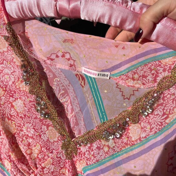 Y2K Pink Sheer Tie-Back Fairy Top - Picture 2 of 6